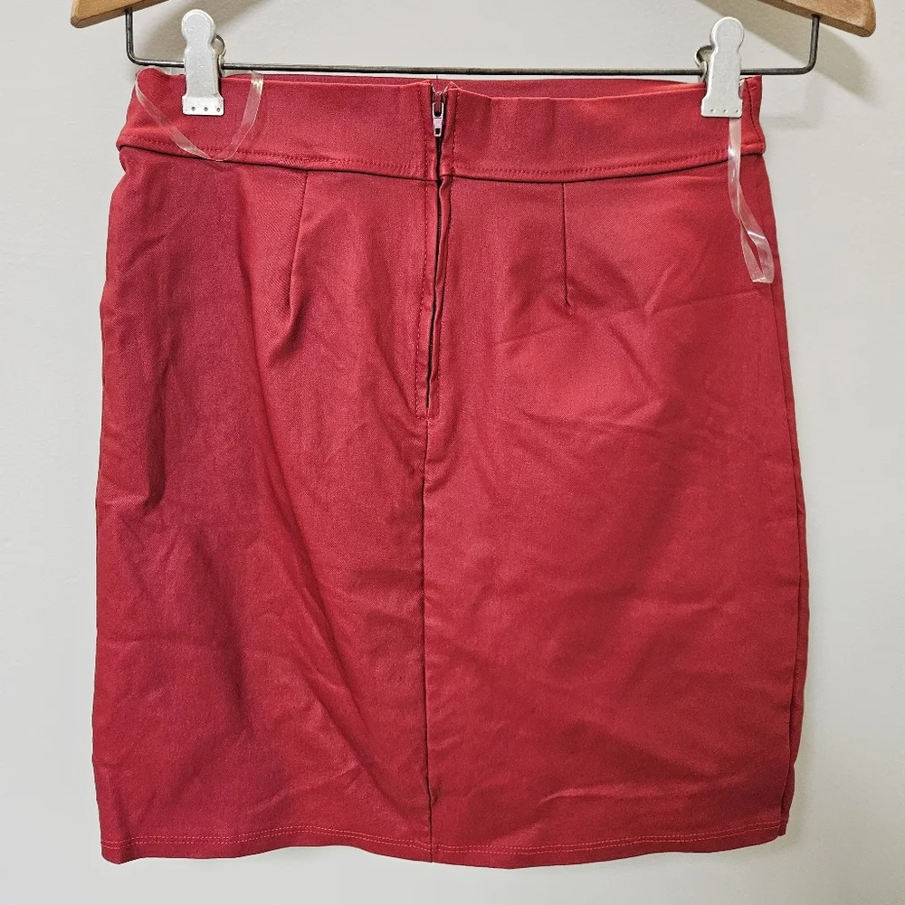 Elegant Red Wrap Skirt Women Size L - Picture 12 of 15